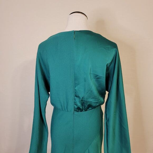 Cushnie x Target Emerald Green V-Neck Long Sleeve Dress - 10 - Picture 8 of 12